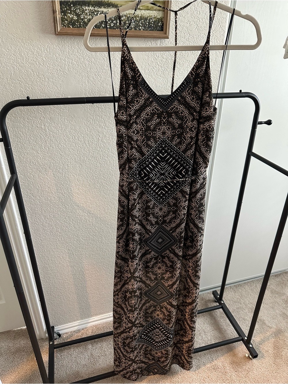 ASTR Maxi Slip Dress in Black and Cream